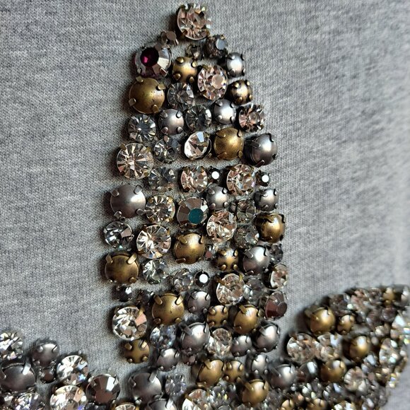 Twisted Heart Women's Grey Cardigan Sweater with Fleur de Lis Size S - Picture 8 of 15